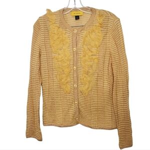 ST. JOHN Ruffle Wool Blend Cardigan